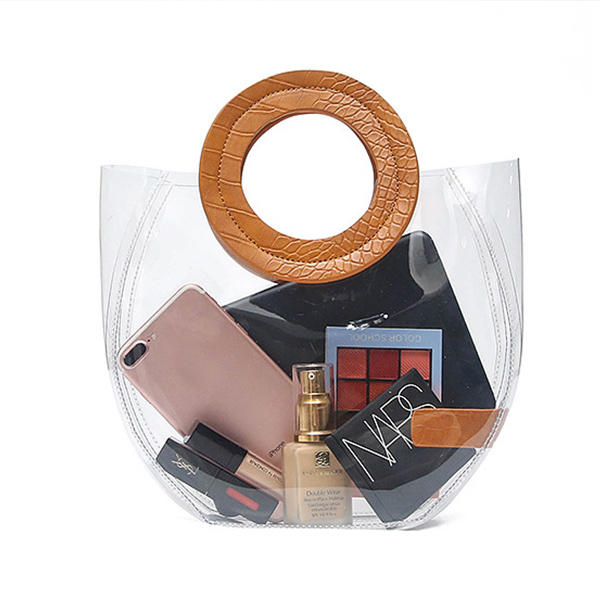 Women Crocodile Pattern Bag Clear 2 Pieces Handbag