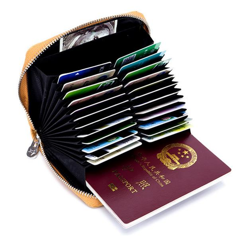 Genuine Leather RFID 24 Card Slot Large Capacity Card Holder Passport Case