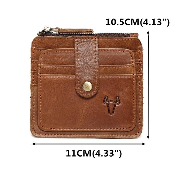 RFID Man Antimagnetic Genuine Leather Coin Bag 6 Card Slots Wallet