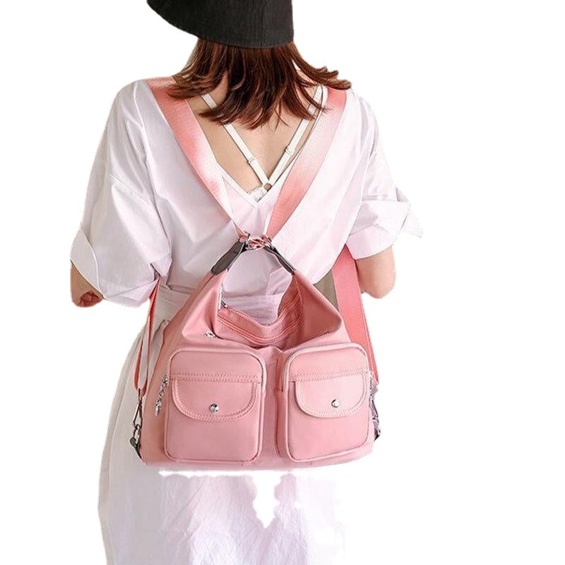 Women Waterproof Multi-Carry Multi-pocket Solid Crossbody Bag Backpack