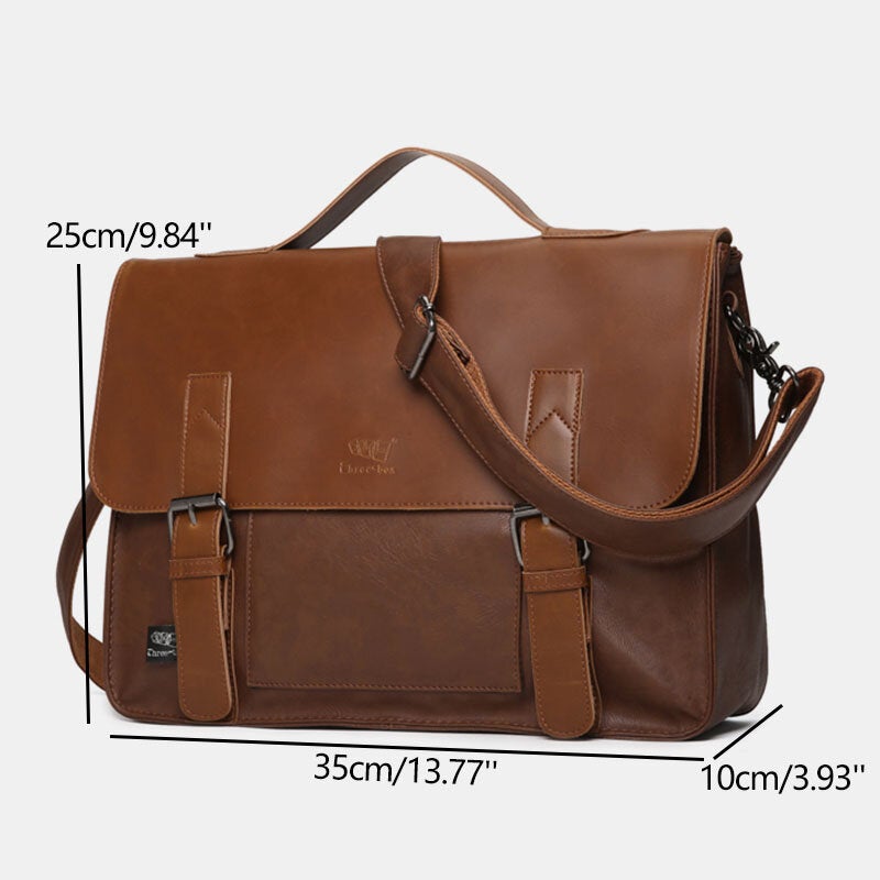 Men PU Leather Multifunction Multi-pocket Teacher Bag Briefcase Crossbody Shoulder