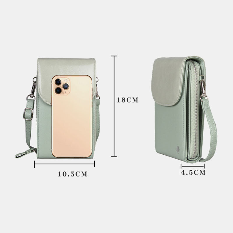 Women 8 Card Slots Phone Bag Solid Crossbody Shoulder