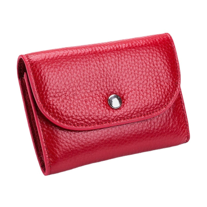 women genuine leather multifunction lychee pattern coin bag small wallet