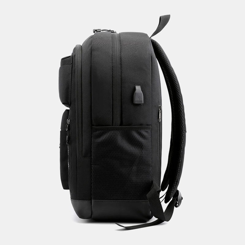 Men Oxford Multi-pocket Large Capacity USB Charging Backpack Casual Wild Waterproof School Bag