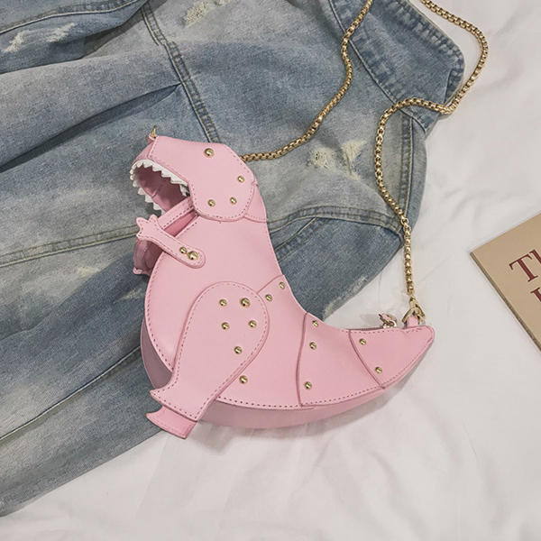 Women Chain Dinosaur Shape Cute Crossbody Bag PU Leather Shoulder Bag