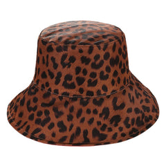 Men Women Cotton Leopard Double-Sided Wear Fisherman Hat Outdoor UV Resistence Bucket Cap