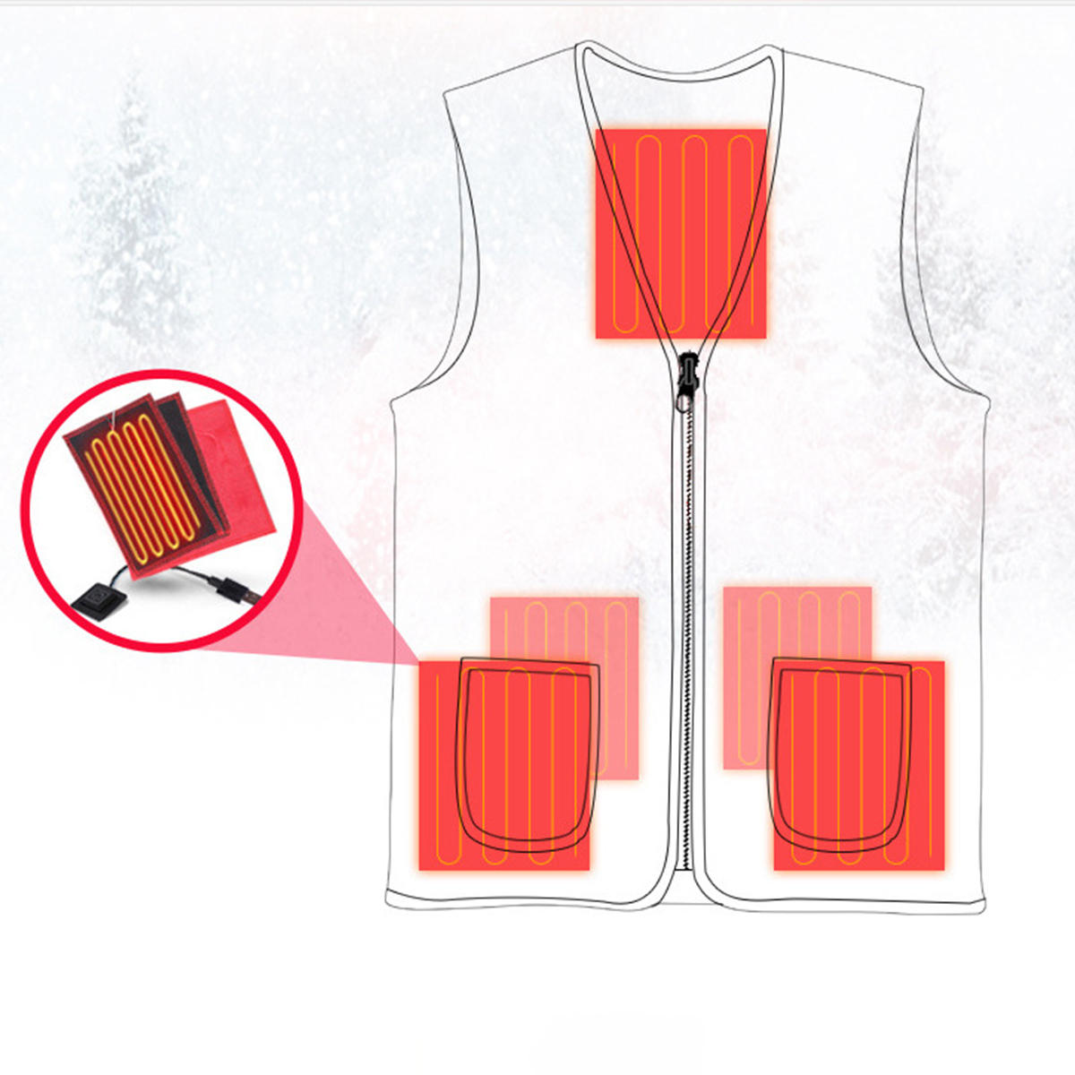 USB Heated Vest Unisex Electric Warm Jacket for Outdoor Skiing and Work