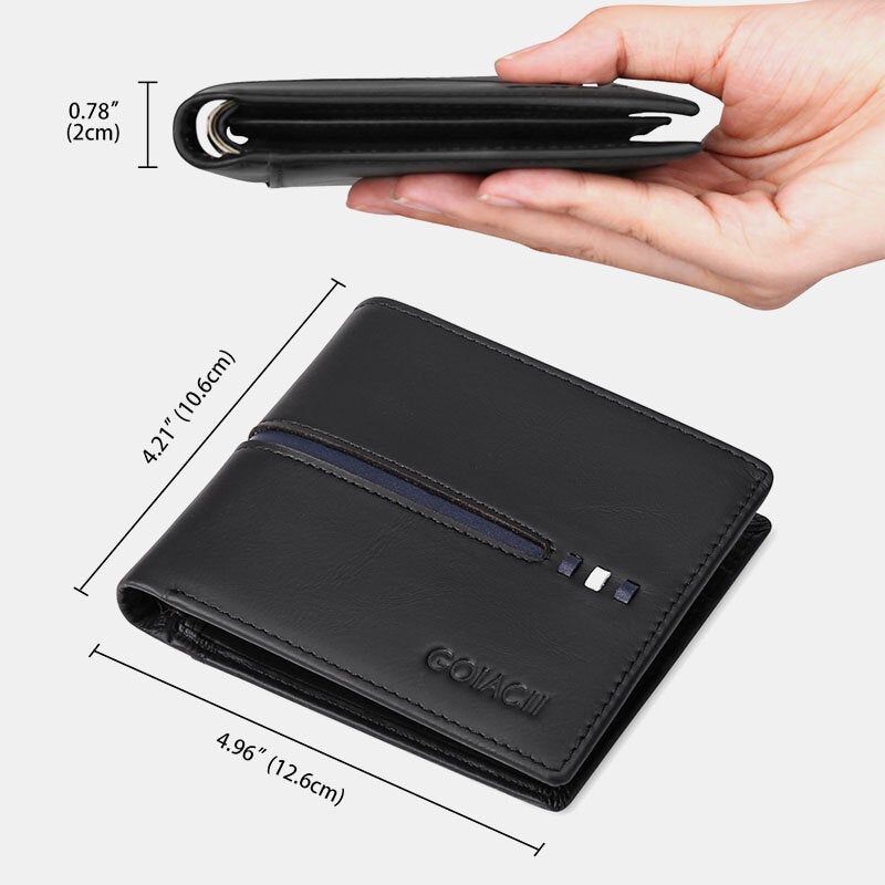 Men Horizontal Bifold RFID Blocking Card Case Retro Short Multi-card Slot Card Holder Coin Purse Money Clip Driver's License Wallet