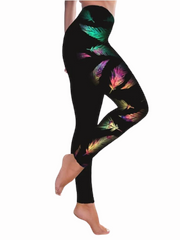 Women's Sporty Athleisure Weekend Yoga Print Stretchy Ankle-Length High Waist Pants