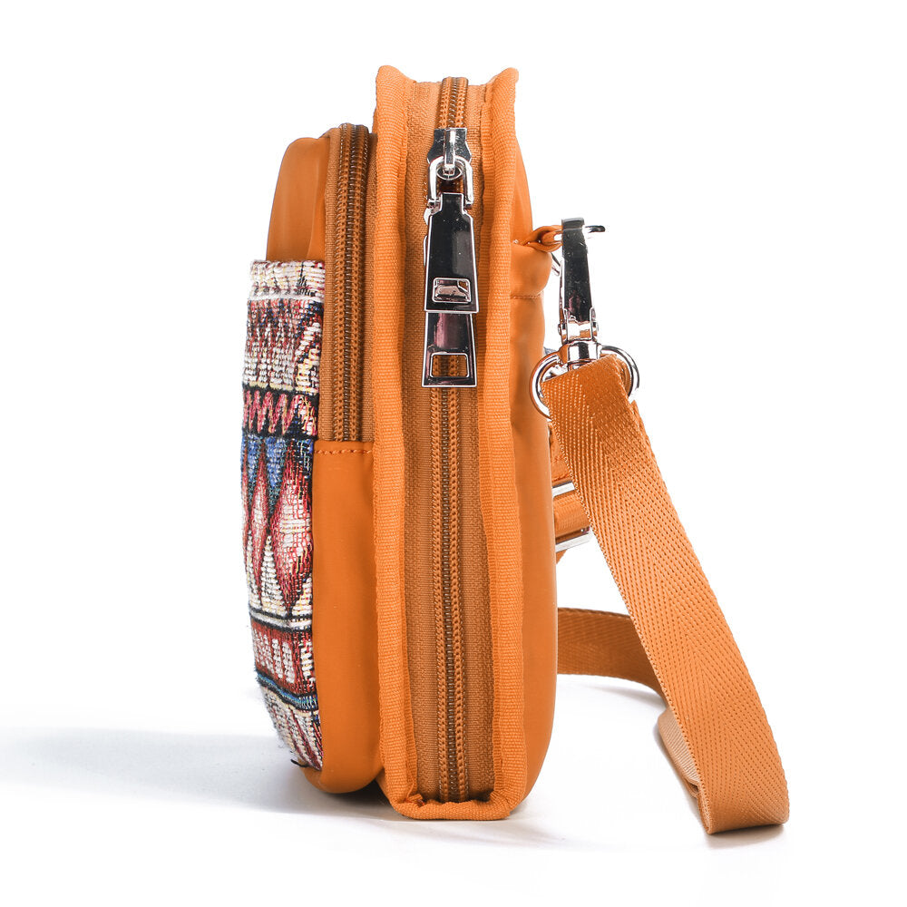 Women National Canvas Shoulder Bag Bohemian Card Holder Mini Sling Crossbody