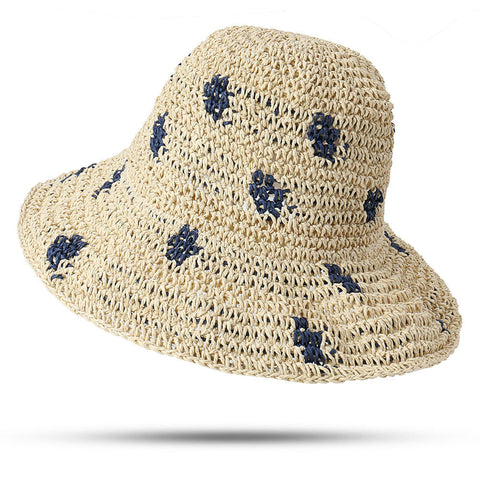 Women Foldable Sunscreen Bucket Straw Hat Outdoor Casual Travel Beach Sea Floppy Hat