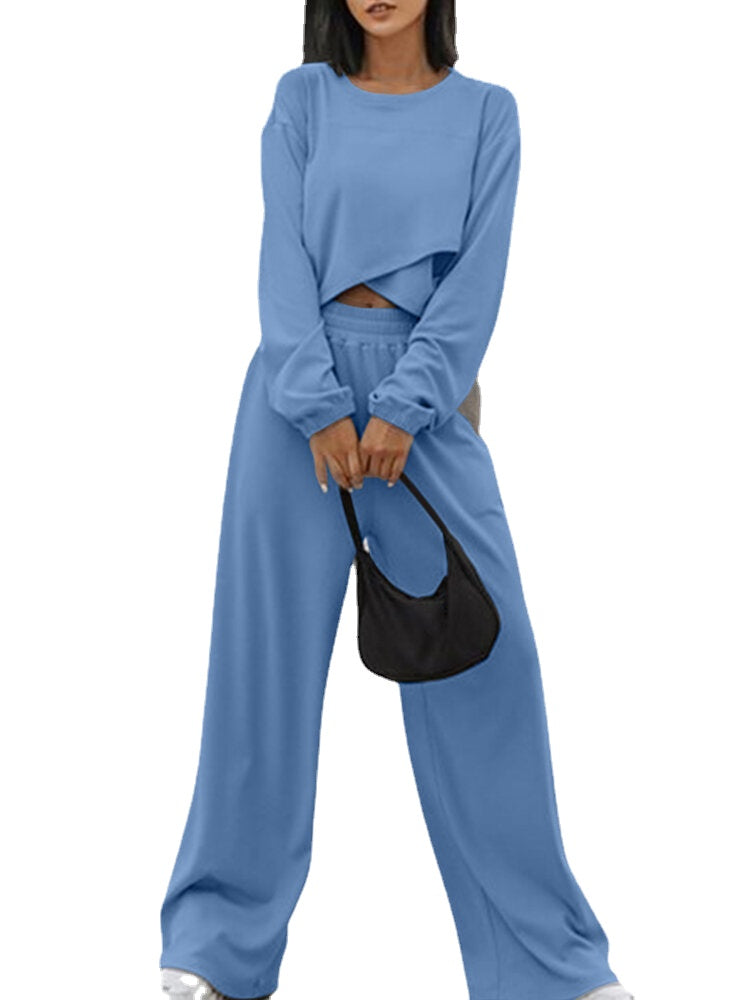 Women Puff Sleeve Solid Side Pockets Maxi Length Two-Piece Sets