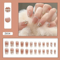Pearl Nail Art Kit - White French Manicure Set with Ballet Nails, File & Tape