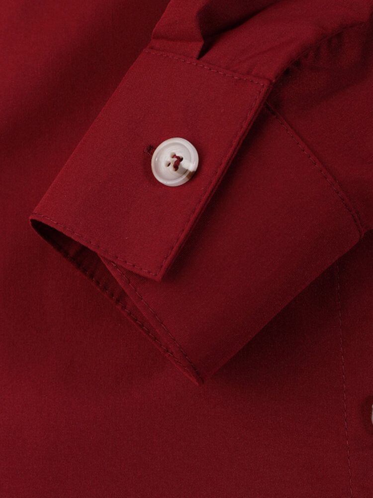 Women Long Sleeve Shirt Dresses Solid Color Button Cuffs Calf Length Casual Midi Dresses