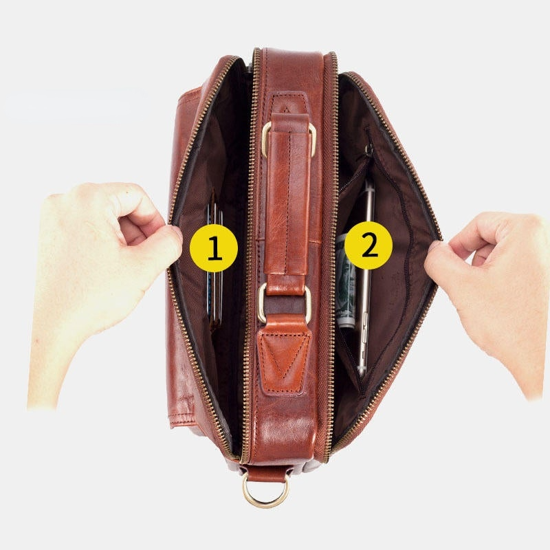 Men Genuine Leather Business Bag Handbag Shoulder Crossbody