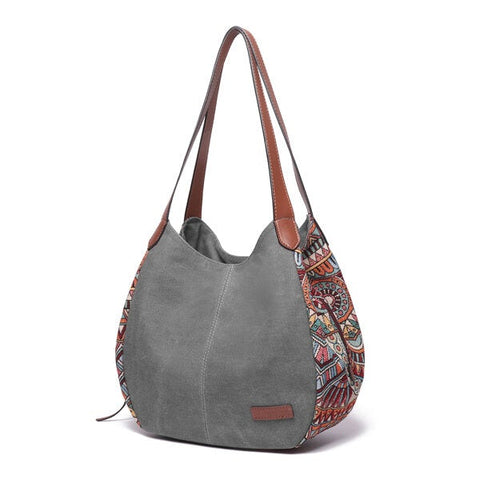 3 Main Bags  Bohemia Large Capacity Canvas Floral Handbag Shoulder Bag For Women