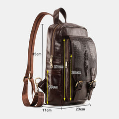 Men Genuine Leather Large Capacity Multi-compartment Backpack Retro Multifunction Crossbody Shoulder Bags