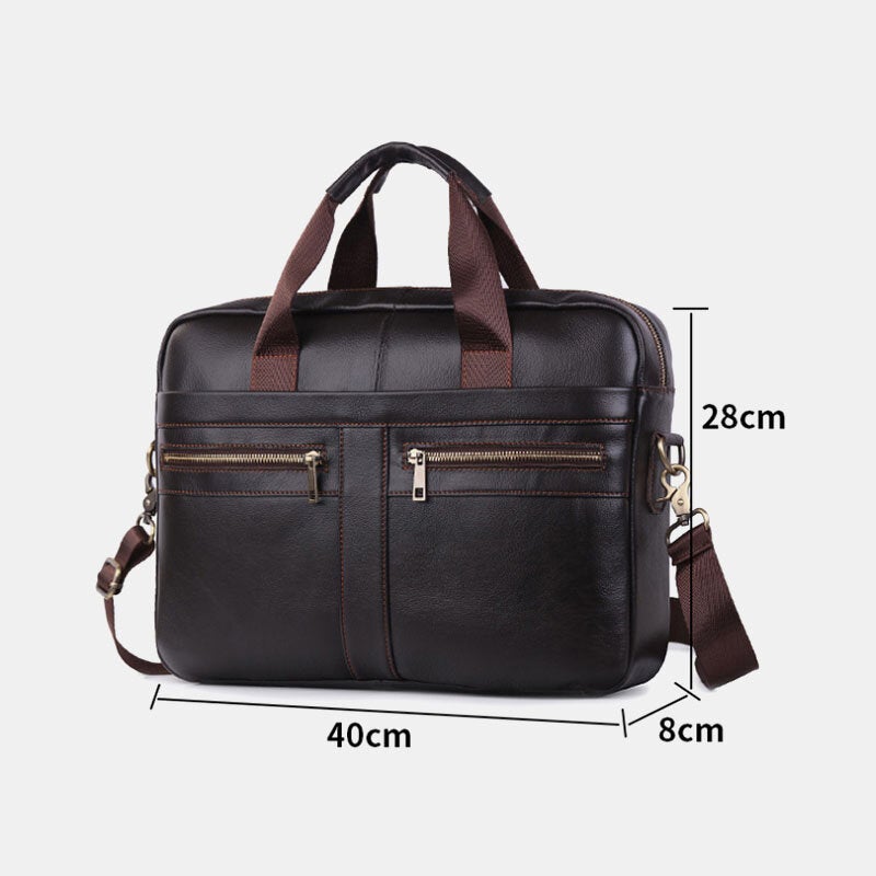 Men Genuine Leather Multi-function Retro Large Capacity Travel Handbag Cross Body Bag