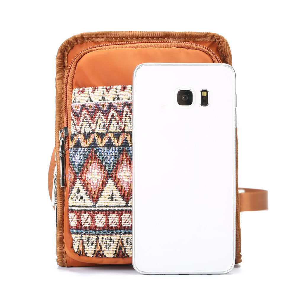 Women National Canvas Shoulder Bag Bohemian Card Holder Mini Sling Crossbody