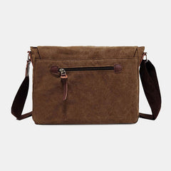 Men Genuine Leather And Canvas Retro Travel Outdoor Multi-pocket Carrying Bag Crossbody