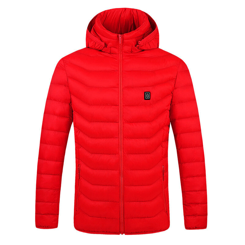 Unisex USB Heated Jacket with 9 Zones, Winter Warm Hooded Coat
