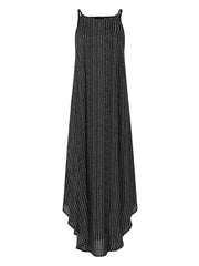 Women Casual Striped Strappy High Low Long Maxi Dress