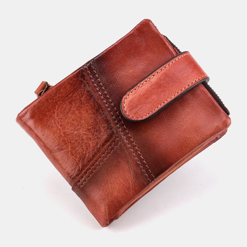 Men Bifold RFID Anti-magnetic Short Wallets Casual Multi-card Slot Card Holder Cowhide Coin Purse Money Clip