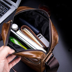 Men Genuine Leather Multi-pocket Anti-theft Crossbody Bag Shoulder