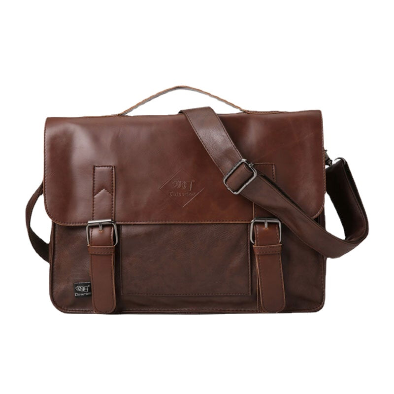 Men PU Leather Multifunction Multi-pocket Teacher Bag Briefcase Crossbody Shoulder