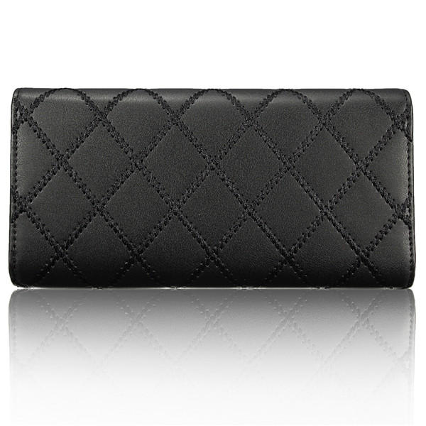 Women Quilted Crown Long Wallet Girls Candy Color Purse Card Holder Coin Bags