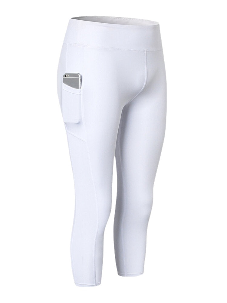 Soprt Women Solid Color Quick Dry Pocket High Waist Elasticity Yoga Pants