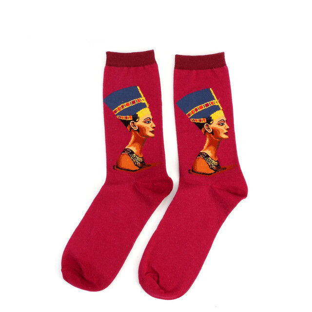 Unisex Mona Lisa Oil Painting Cotton Tube Socks