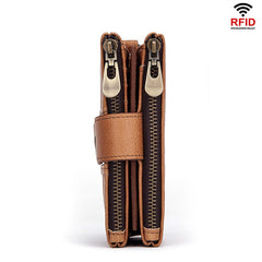 Men RFID Genuine Leather Coin Bag Detachable Card Holder Wallet