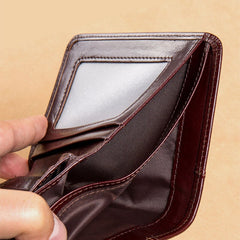 Men RFID Blocking Secure Wallet Fashion Vintage Purses Genuine Leather Tri-fold Short