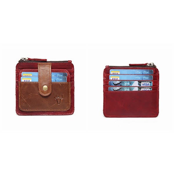 RFID Man Antimagnetic Genuine Leather Coin Bag 6 Card Slots Wallet