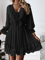 Solid Pleating Leisure Long Sleeve Casual Dress For Women