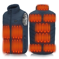 Graphene Smart Heating Vest, Dual-Control, 11-Zone, USB-Powered Short Sleeve