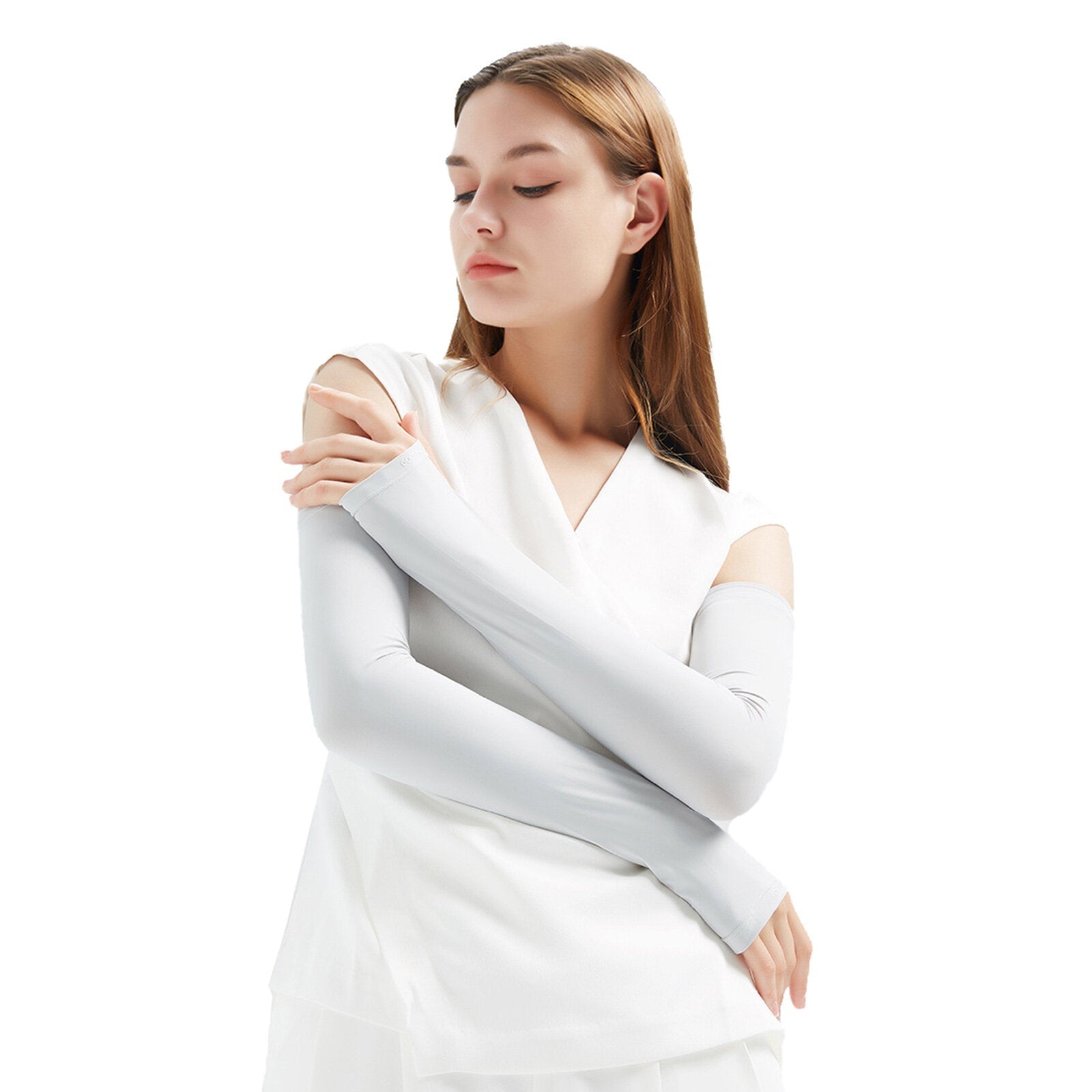Women's Ice Silk Outdoor Driving Riding Anti-UV Long Shade Breathable Armguard Ice Silk Sleeve