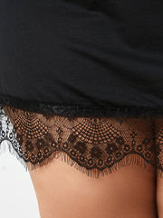 Women's Casual Summer Nightgown, O-Neck Lace Patchwork