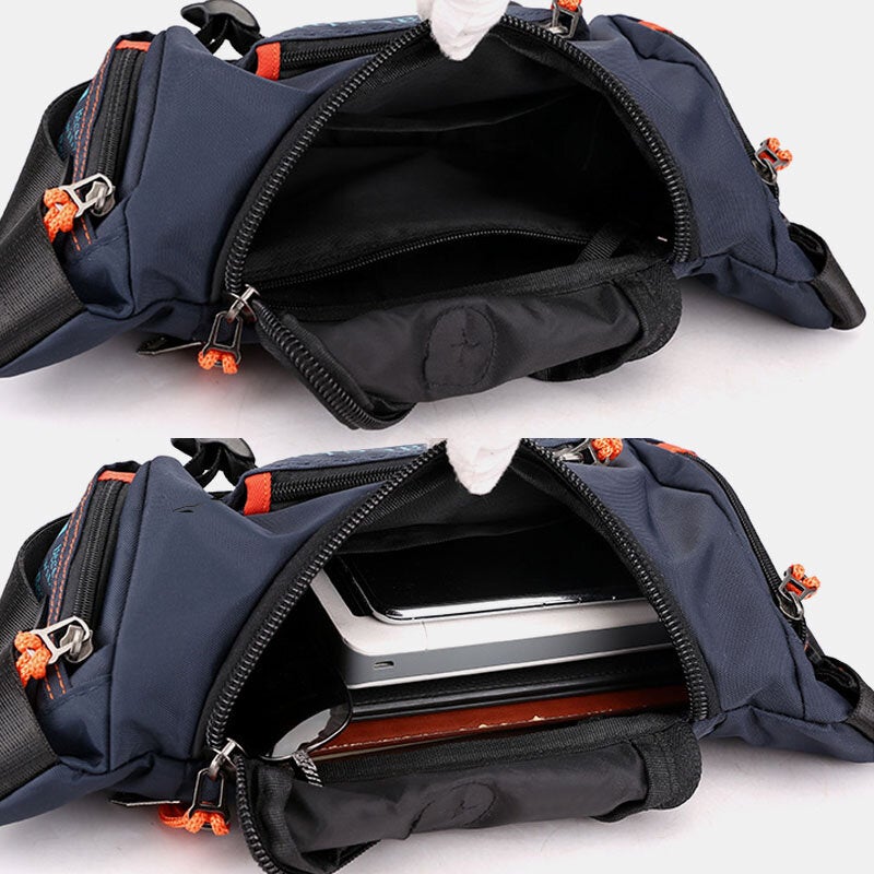 Men Waterproof Outdoor Headphone Plug Crossbody Bag Chest Sling