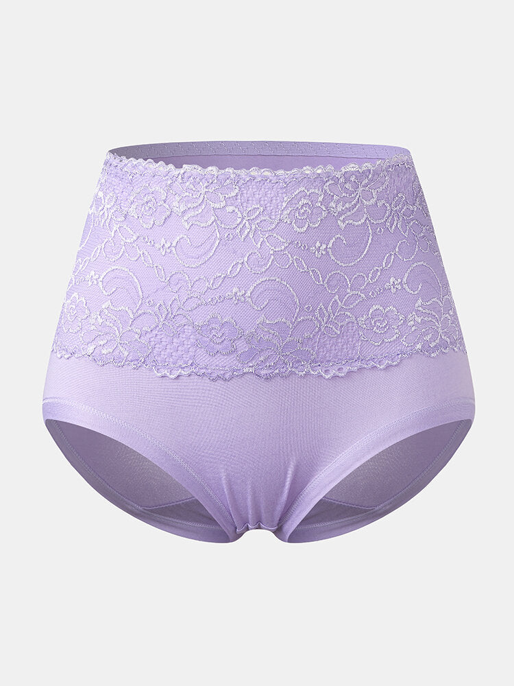 Plus Size Women's Floral Lace High Waist Cozy Panties