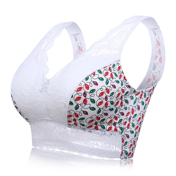 Large Size Cup Full Coverage Wireless Floral Lace Sleeping Leisure Vest Bra