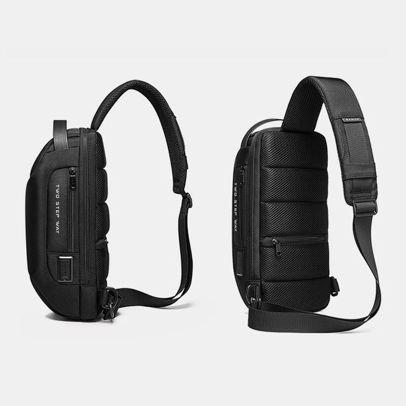 Men Oxford USB Charging Multi-Layers Waterproof Outdoor Crossbody Bag Chest Sling