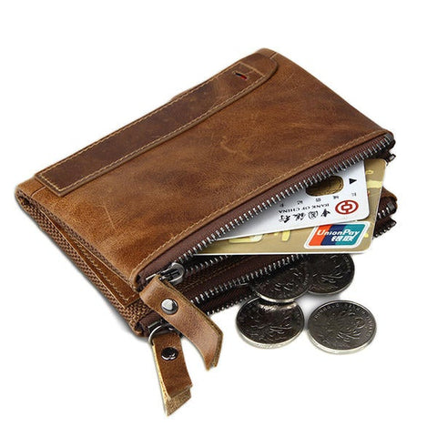 RFID Antimagnetic Genuine Leather Wallet Vintage 7 Card Holders Coin Bag For Men