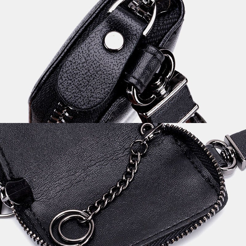 Men Genuine Leather Retro Mini Key Case Bag Large Capcity Fashion Car Keychain Wallet