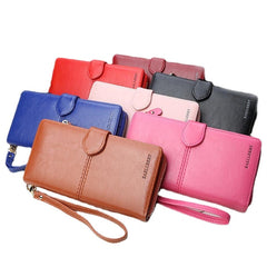 Women Faux Leather Large Capacity Fashion Purse Wallet Pure Color Clutch Bag Card Holder