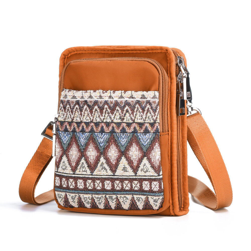 Women National Canvas Shoulder Bag Bohemian Card Holder Mini Sling Crossbody