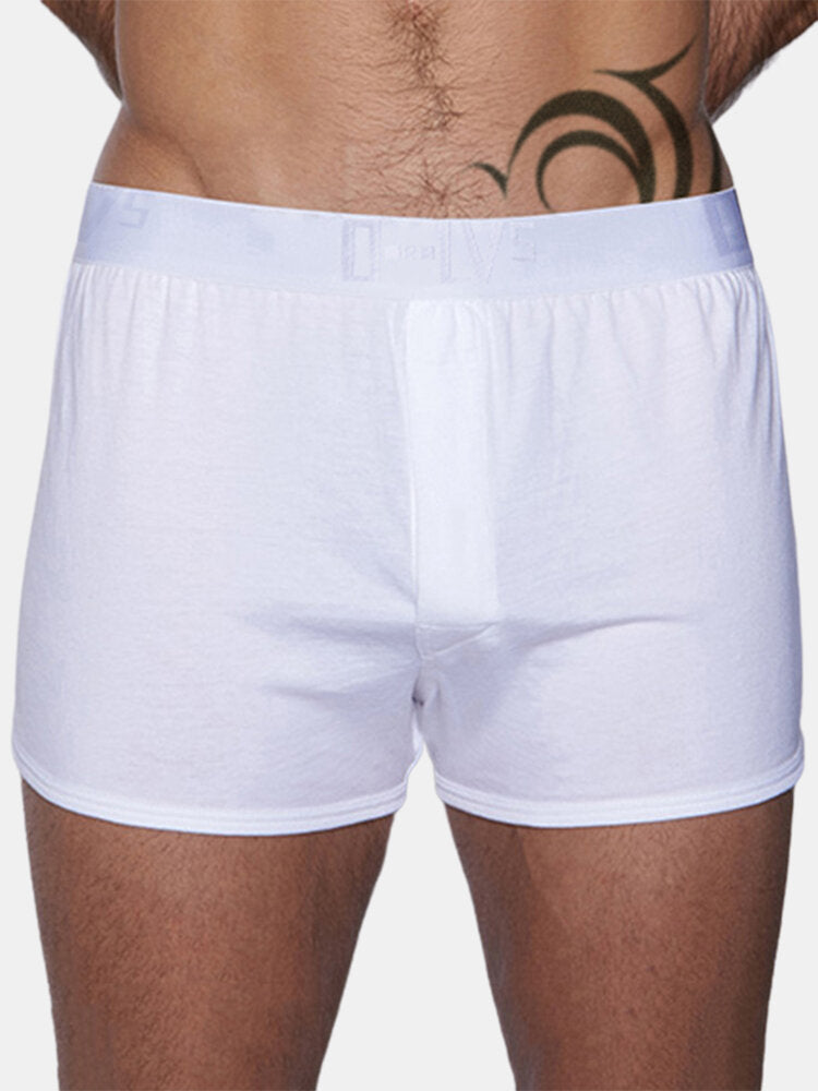Mens Cotton Plain Loose Breathable Thin Home Elastic Mid Waist Shorts Boxers