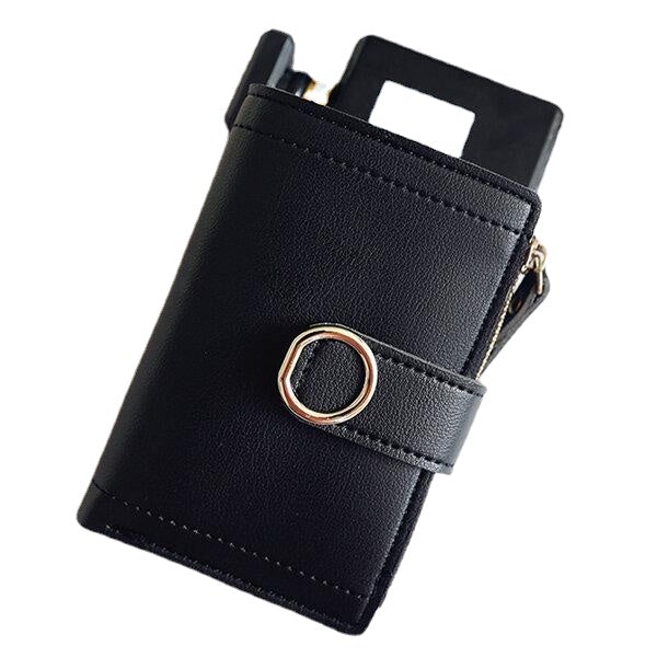 Women Ring Buckle Simple Zipper Wallet Purse Card Holder