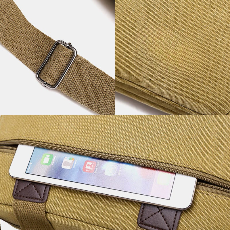 Men's Anti-theft Canvas Crossbody Bag with Multi-pockets & Large Capacity